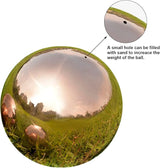 Nerien 10inch Gazing Ball, Stainless Steel Garden Mirror Globe, Polished Ornament Sphere, Hollow Floating Reflective Hemisphere, Home Outdoor Pond Housewarming Swimming Pool Decoration Gift, Rose Gold