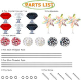 148 PCS Beaded Garden Stakes Kit, DIY Fairy Wand Garden Stake Beads Kits with Assortment Large Hole Beads 6 Crystal Stopper Top Threaded Rods and 3 Colored Small Windmills for Outdoor Indoor Decor
