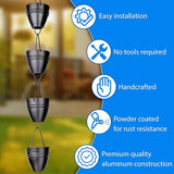 RainChains Pacific Twin Stripe Rain Chain 8.5ft Black Aluminum Rain Chains for Outside Decorative Gutter Chain Downspout.