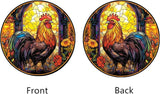 Rooster Acrylic Window Hanging, Colourful Cockerel Farm Animal Stained Acrylic Window Decor Hanging Ornaments Indoor Outdoor Garden Stained Art Panel Gift for Women Christmas Thanksgiving