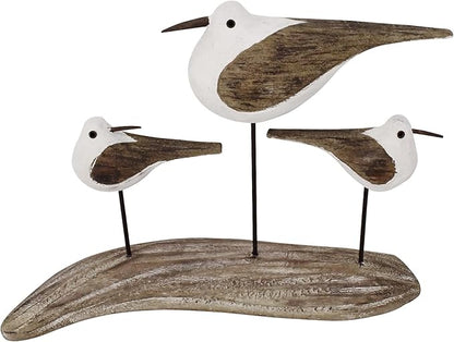 Morning View Wooden Sea Birds Decor Wood Seagull Statue Bird Figurines Seabird Statue Standing Seagulls Decorations Coastal Sculpture Nautical Beach Ocean Home Table Garden Yard Lawn Outdoor 7 Inch