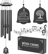 Wind Chimes for Outside - 6 Tubes 32" Wind Chimes for Loss of Loved One, Retirement & Outdoor Patio Yard Decoration, Retired Gift for Mom Women Grandma Neighbors Garden Décor Black