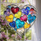 Valentine's Day Sun Catcher for Window Hanging with Colorful Hearts Designs Acrylic Suncatchers Hanging Ornaments Romantic Valentine's Room Decor，Housewarming Women Decor Gifts