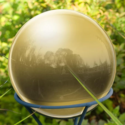 uxcell Gazing Ball 4 Inch 100mm Reflective Sphere Polished Hollow Ball, Stainless Steel Gazing Globe Mirror Ball for Home Garden Outdoor Decoration, Gold Tone
