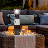 Solar Lighthouse Outdoor Statues, 360° Rotating Beacon Garden Lighthouse, 15" Light House for Outside Garden Yard Decor, Waterproof Resin Nautical Figurines for Patio Lawn Landscape Lighting (Black)
