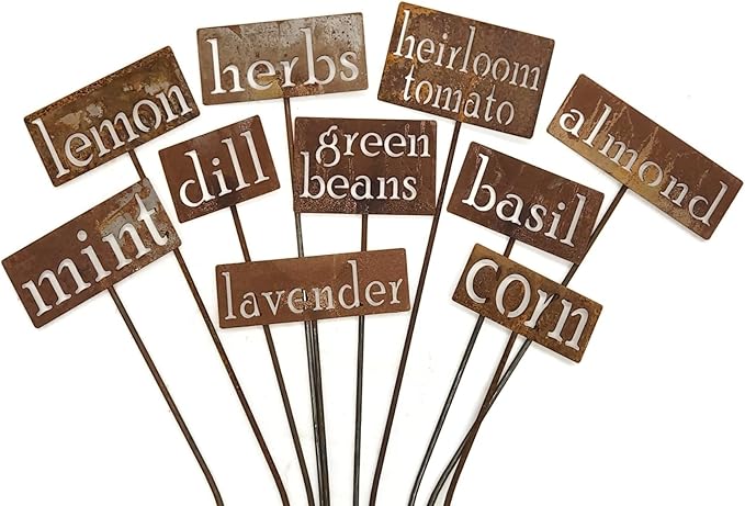 Classic Metal Garden Markers 19 Inches Tall (nasturtium, Naturally Rusted)