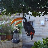 Solar Toucan Tree Hug Tree Decoration Hanging Garden Statue 12.5-inch Resin Tropical Animal Lawn Exotic Bird Sculpture for Lawn, Porch, Patio,Outdoors Decoration
