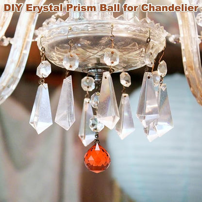 M METERXITY 20-Pack Crystal Ball Prisms, 24mm/0.94 Inch Chandelier Pendant Maker Hanging Crystals Chandelier Prisms for Home/Windows/Garden/DIY Decoration[Red Brown]