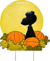 PRODUCTWORKS Peanuts Pumpkin Press-ins Icon Metal Stake Halloween Harvest Decor Porch Decorating Indoor Outdoor (Flying Ace Silhouette)