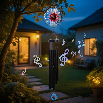 MUMTOP Solar Wind Chimes for Outside - Flower Deep Tone Wind Chimes Outdoor Unique, 41 Inch Windchimes Clearance for Garden, Patio,Yard Decor Gift