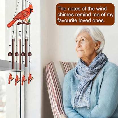 Gifts for Mom, Wind Chimes for Outside Perfect for Outdoor Gardens Patios Home Decor, Features Melodious Tones Create a Zen Atmosphere, Retirement Gifts for Women Men(Colorful Cardinal)