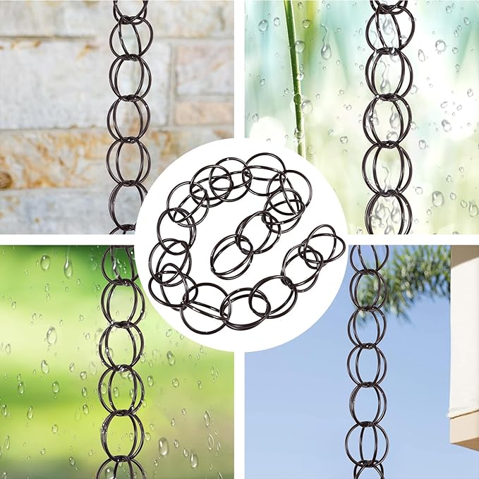 DOITOOL Copper Garden Rain Chain for Gutter Downspout 1m Decorative Drainage Rain Chain for Villa Roof Winter Outdoor Décor
