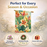 Caroline's Treasures Utah Sego Lilies in Watercolor House Flag Large Porch Sleeve Pole Decorative Outside Yard Banner Artwork Wall Hanging, Polyester, House Size, Multicolor