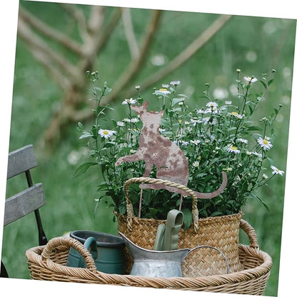 Milisten 1pc Iron Cat Lawn Ornament Stake Outdoor Decoration for Pathways and Gardens Rust-Resistant Cat Statue Charming Decor for