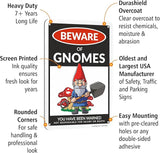 SmartSign Funny Beware Of Gnomes Warning Sign - 10"x7", 40 mil Laminated Rust-free Aluminum - Metal Signs for Wall Decor, Outdoors, Patio, Gifts, Bar, Club, Cafe - Gnomes Theme, Made in USA