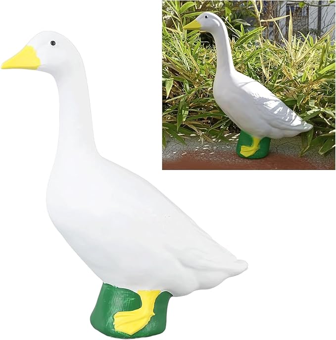 Garden Statues Goose Statue 7Inch White Goose Figurine Ornament Desktop Animals Figurines Car Decoration Farm Craft Decoration Yard Ornaments Decor