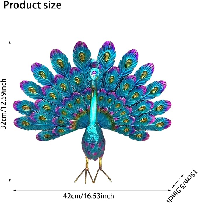 Garden Decorations, Garden Ornaments Outdoor Peacock Statue Sculptures Metal Bird Art Decoration for Yard Porch Patio Lawn