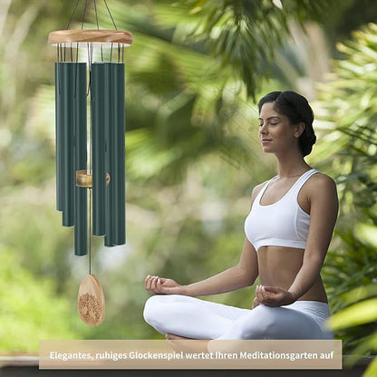 Astarin Windchimes Outdoors with Engraved Lifetree，30 Inch Memorial Wind Chime for Outside，Sympathy Wind Chime for Loved One,Outdoor Wind Chimes for Mother,Green Wind Chimes.