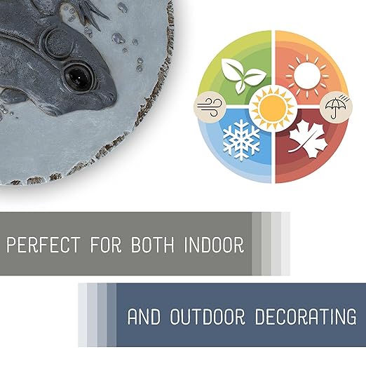 NAT & Jules Animal Character Dimensional Indoor Outdoor 12 inch Round Cast Resin Decorative Garden Stepping Stone, Patio, Walkway Sculpture Yard Art, Stone Grey Frog