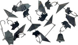 Verdigris Umbrella & Black Bear Rain Chain - 75 inches Long with 10 3D Designs, Weighted Bell for Wind Chime Sound - Eco-Friendly Water Collection or Downspout Replacement