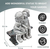 Elenon Boy and Girl Garden Statue Decor, Couple First Kiss Garden DecorativeSculpture for Yard Patio Art Flower Bed Decoration, 8 1/4" L x 4 3/4" W x 9" H