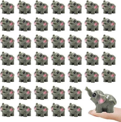 50 Pcs Mini Elephant Figurines for Fairy Gardens,Miniature Landscapes,Small Elephant Figurines ，Micro Landscape be Used for Various DIY Projects and Decorative，2 inches Long, 1.2 inches high