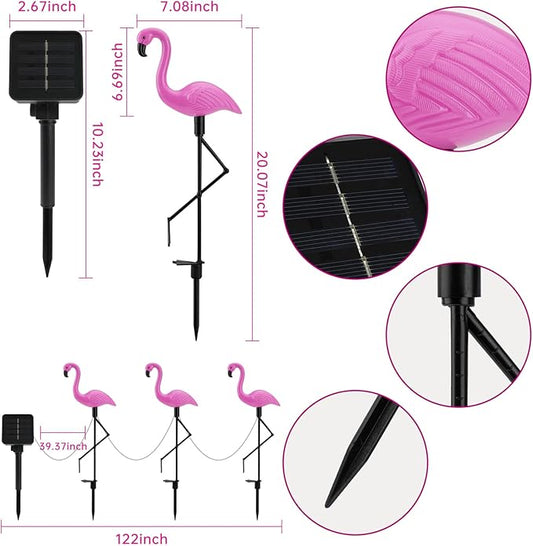 Flamingo Solar Lights,Outdoor Pink Flamingo Stake Light,Solar Powered Garden Lights,Yard Art Decor,Outside Garden Decorations,Outside Stick Lights,Outdoor Lights Waterproof (3pcs)