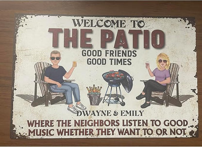 Personalized Classic Metal Sign - Welcome to Patio Bar Grilling Listen to The Good Music Couple Husband Wife Custom Wall Decor for Home Gate Garden Bars Sign Gift vintage metal signs Wall Decoration
