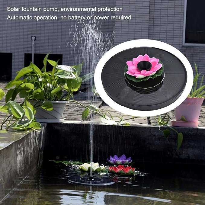 Ymiko Solar Pond Fountain Outdoor Water Feature with 4 Spray Patterns Mini Solar Powered Fountain for Garden Decor Pink