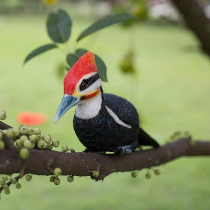 Simulated woodpecker sculpture outdoor resin bird statue, hanging tropical bird, Black-bellied Woodpecker sculpture perfect courtyard decoration, outdoor, courtyard, tree trunk,Large size: 11 inches