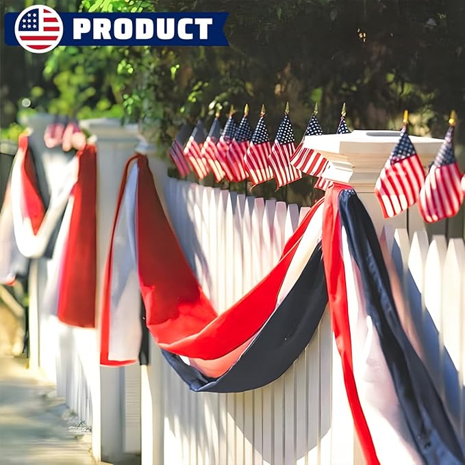 3Pack 2x20 Ft Bunting Flags Red, White & Blue Stripes Large Patriotic Decorations Flag 4th of July Bunting Outdoor Bunting Banner for Outside ，Garden，Porch