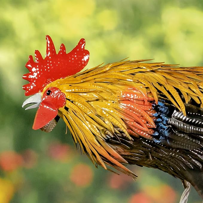 Zaer Ltd. 2.3 Ft. Tall Fancy Ornate Metal Rooster Statue Decorations (Maxwell)