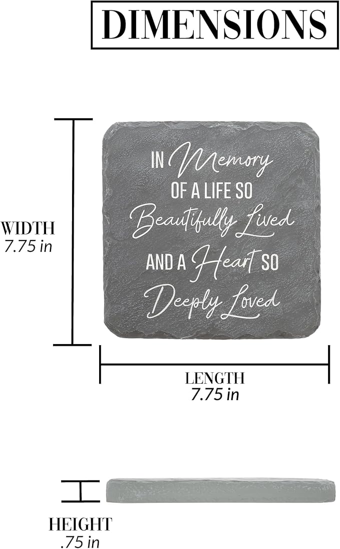 Pavilion Gift Company – Life So Beautifully Lived – 7.75” Indoor Outdoor Weatherproof Decorative Garden Stepping Stone Beloved Grave Memorial in Memory Bereavement Remembrance Loss Gift