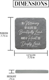 Pavilion Gift Company – Life So Beautifully Lived – 7.75” Indoor Outdoor Weatherproof Decorative Garden Stepping Stone Beloved Grave Memorial in Memory Bereavement Remembrance Loss Gift