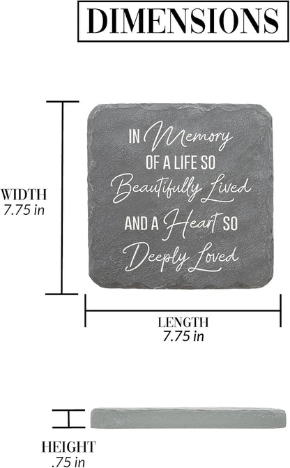 Pavilion Gift Company – Life So Beautifully Lived – 7.75” Indoor Outdoor Weatherproof Decorative Garden Stepping Stone Beloved Grave Memorial in Memory Bereavement Remembrance Loss Gift
