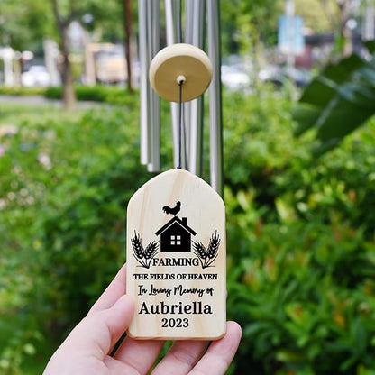 Sympathy Wind Chimes - Farming in Heaven Memorial Gifts - Sympathy Gifts for Loss of Loved One, Father, Husband, Brother, Farmer, Papa, Grandpa - in Memory of Loved One Who Farmed