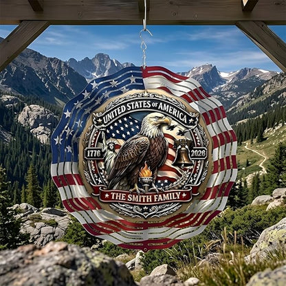 Patriotic Eagle USA 250th Anniversary Wind Spinner, 1776-2026 Metal Outdoor Decor, Liberty Bell & Betsy Ross Design, Independence Day Gift, 8-inch Spinner 2