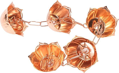 FILFEEL 1m Elegant Copper Hanging Rain Chain - Weatherproof Floral Rain Catcher for Garden & Yard Decor (Flower Shaped)