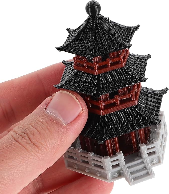 LOGOFUN Mini Pavilion Pagoda Zen Garden Statue Chinese Ancient Architecture Model for Bonsai Micro Landscape Decorations - 2.87X2.16X1.93in
