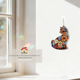 Cat Stained Glass Suncatcher Window, Hanging Sun Catchers Indoor Window, Suncatcher for Mom/Women (Black Cat)