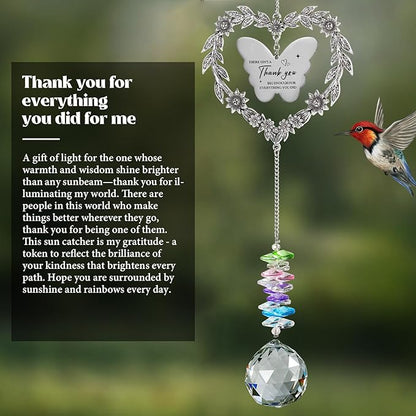 Thank You Gift for Women Men, Suncatcher Gift with Engraved Thank You Message, Personalized Rainbow Maker for Teacher Coworkers Nurse Friend, Unique Appreciation Crystal Ornament