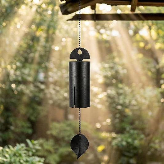 Wind Chimes for Outside Deep Tone, Black Large Metal Unique Serenity Bell with Deep Resonance Cylinder Memorial Wind Chime Outdoor for Garden Patio Yard Porch