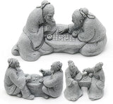Hoypeyfiy 3Pcs Playing Chess Old Man Statue,Garden Figurines Set,Zen Garden Accessories,Outdoor Decor Sandstone for Bonsai,Micro Landscape Decoration,Garden,Patio,Yard,Lawn,Backyard