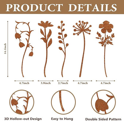 Metal Flowers Garden Stakes, Flower Bed Decor Plant Stakes, Rusted Metal Flower Plant Art for Outside, Yard Art Outdoor for Lawn Yard, Walkway Flower Garden Pots