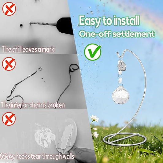 Pet Memorial Gifts for Loss of Dog,Pet Loss Sympathy Gift,Remembrance,Bereavement,40mm Crystal Suncatcher in Memory Passing Away of Dog Cats,with 9 Inch Silver Stand(Clear)