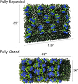 GLANT Expandable Fence Privacy Screen for Balcony Patio Outdoor,Decorative Faux Ivy Fencing Panel,Artificial Hedges (Single Sided Leaves) (1, Branches -Blue Rose)