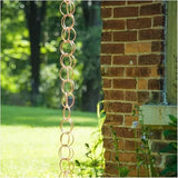 Hanging Rain Chains, Creative Kettle/Heart/Butterfly/Ring/Bell Style Link Rain Chain with Metal Chains for for Office Window Stone Wall Decorative Wall Art Ornaments (Ring Style)