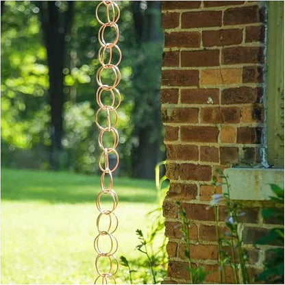 Hanging Rain Chains, Creative Kettle/Heart/Butterfly/Ring/Bell Style Link Rain Chain with Metal Chains for for Office Window Stone Wall Decorative Wall Art Ornaments (Ring Style)