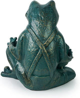 DreamsEden Metal Frog Garden Statue, Funny Mother and Kid Frogs Reading Sculpture for Outdoor Decor Yard Lawn Decorations, 10''H