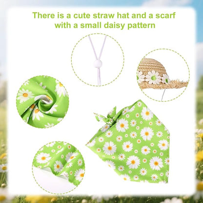 Lyreh Goose costume straw hat scarf costume, used for lawn sculpture, outdoor garden, courtyard, terrace decoration
